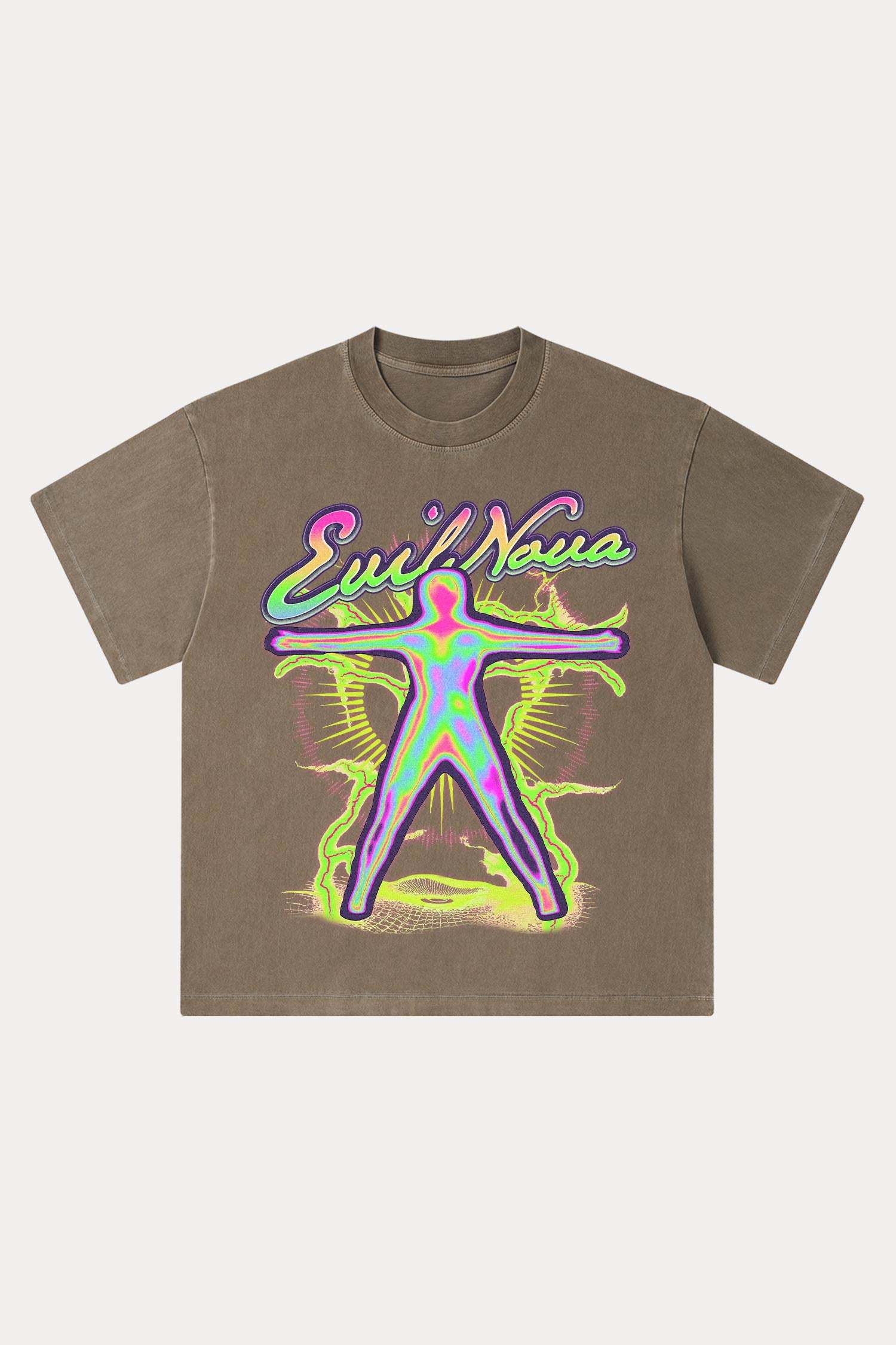 Evilnova Energy Figure Washed Streetwear T-Shirt-Evilnova