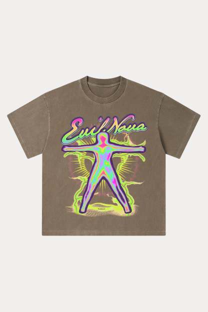 Evilnova Energy Figure Washed Streetwear T-Shirt-Evilnova