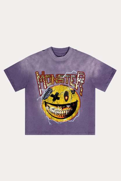 Evilnova Monster Distressed Washed T-Shirt-Evilnova