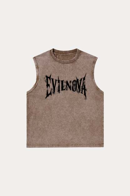 Evilnova Faded Logo Washed Tank Top-Evilnova