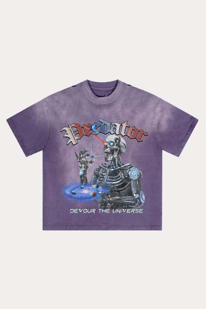 Evilnova Predator Distressed Washed T-Shirt-Evilnova