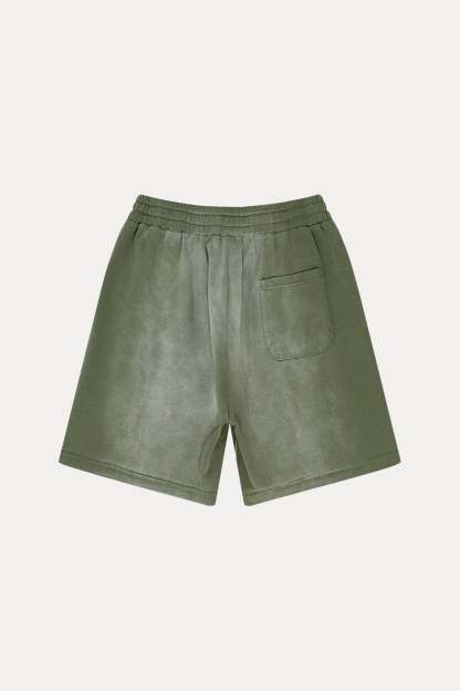 Evilnova Vintage Army Green Washed Distressed Tank Top & Sweatshorts Set-Evilnova