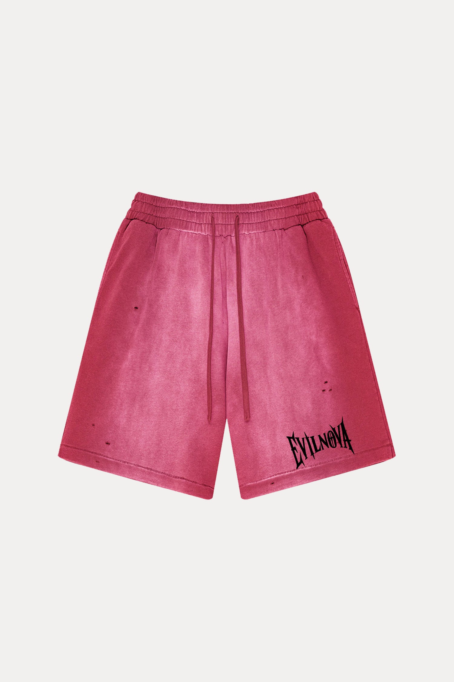 Evilnova Vintage Red Washed Distressed Tank Top & Sweatshorts Set-Evilnova