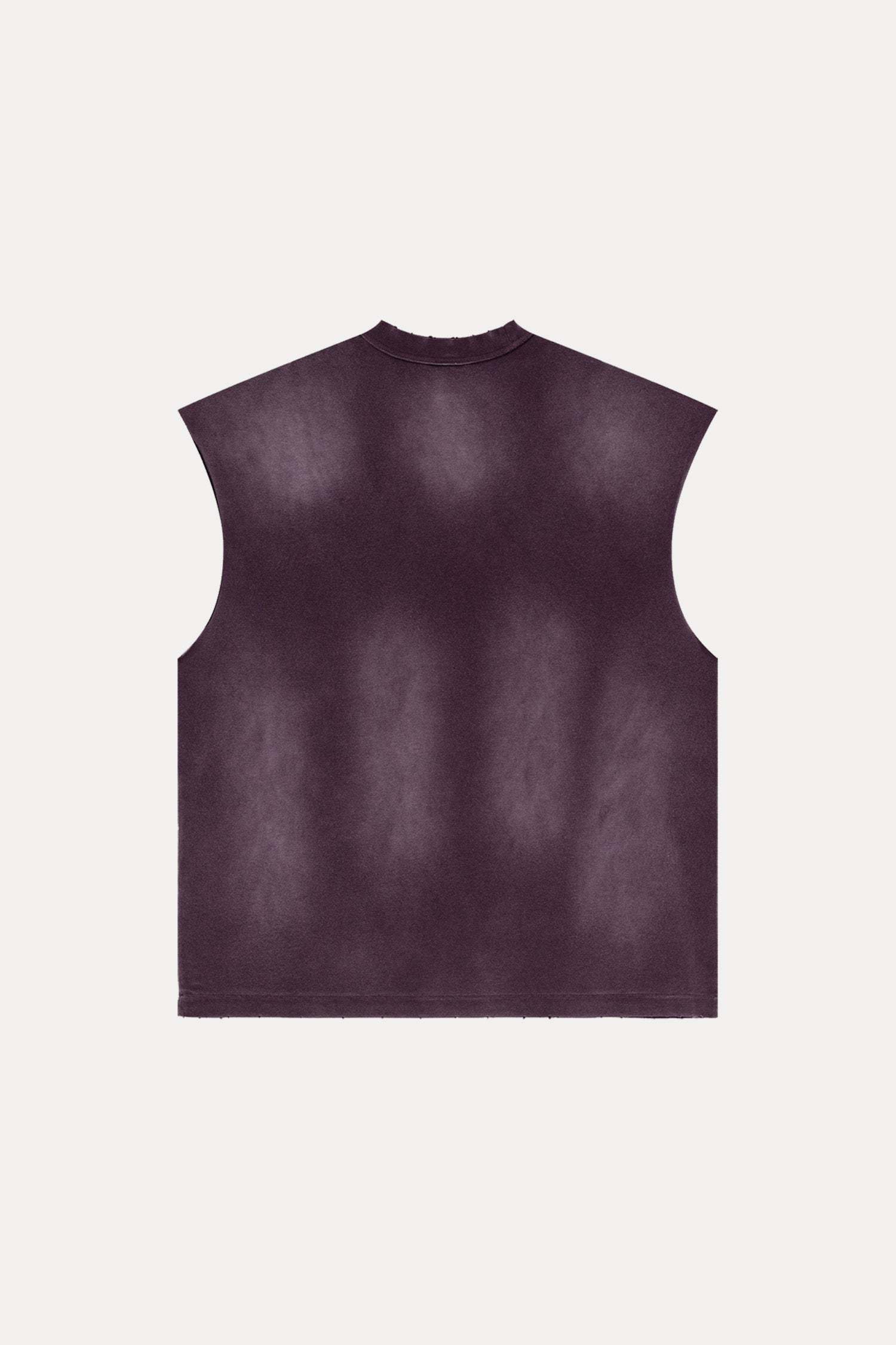 Evilnova Vintage Purple Washed Distressed Tank Top & Sweatshorts Set-Evilnova