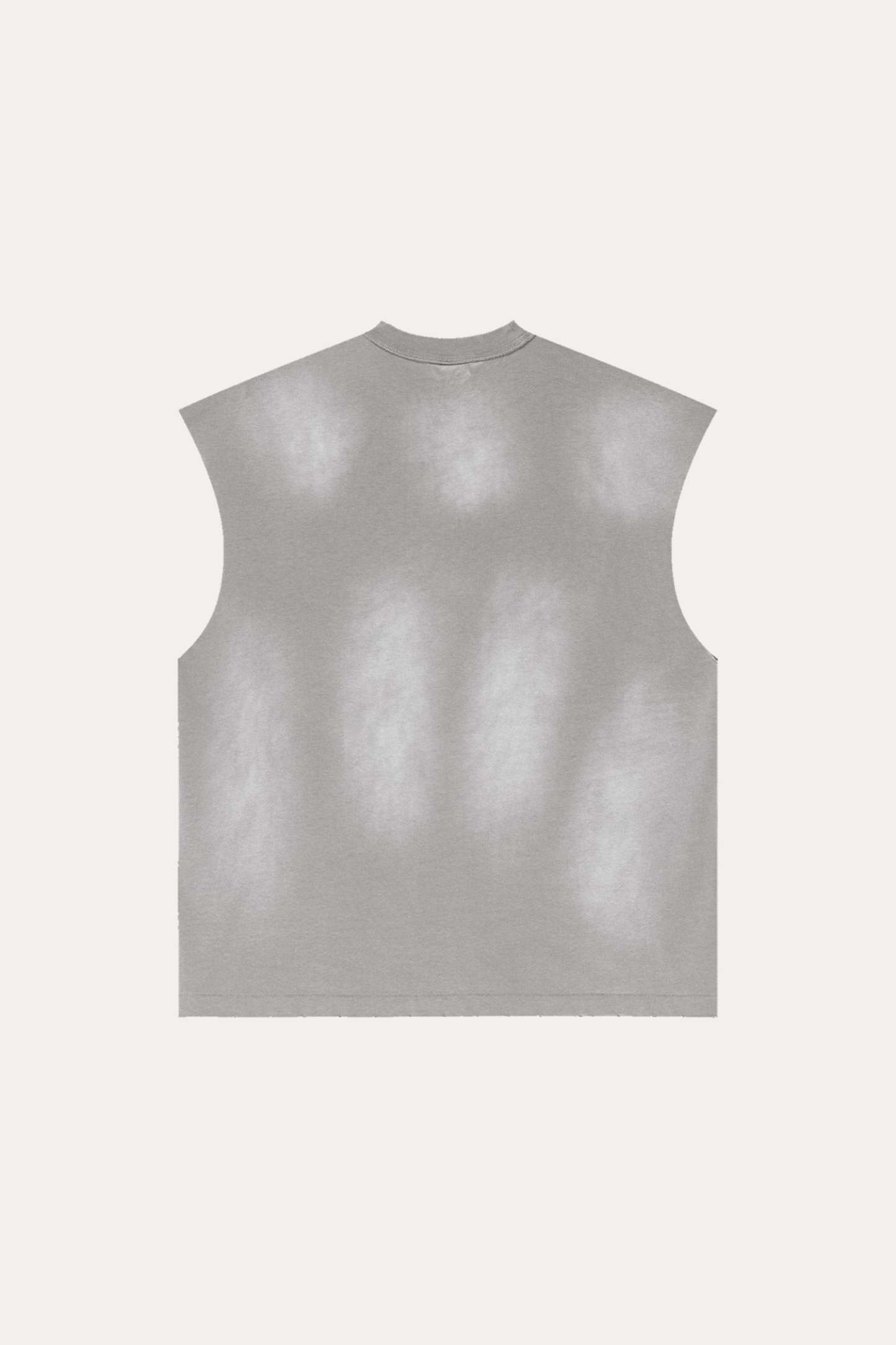 Evilnova Vintage Medium Gray Washed Distressed Tank Top & Sweatshorts Set-Evilnova