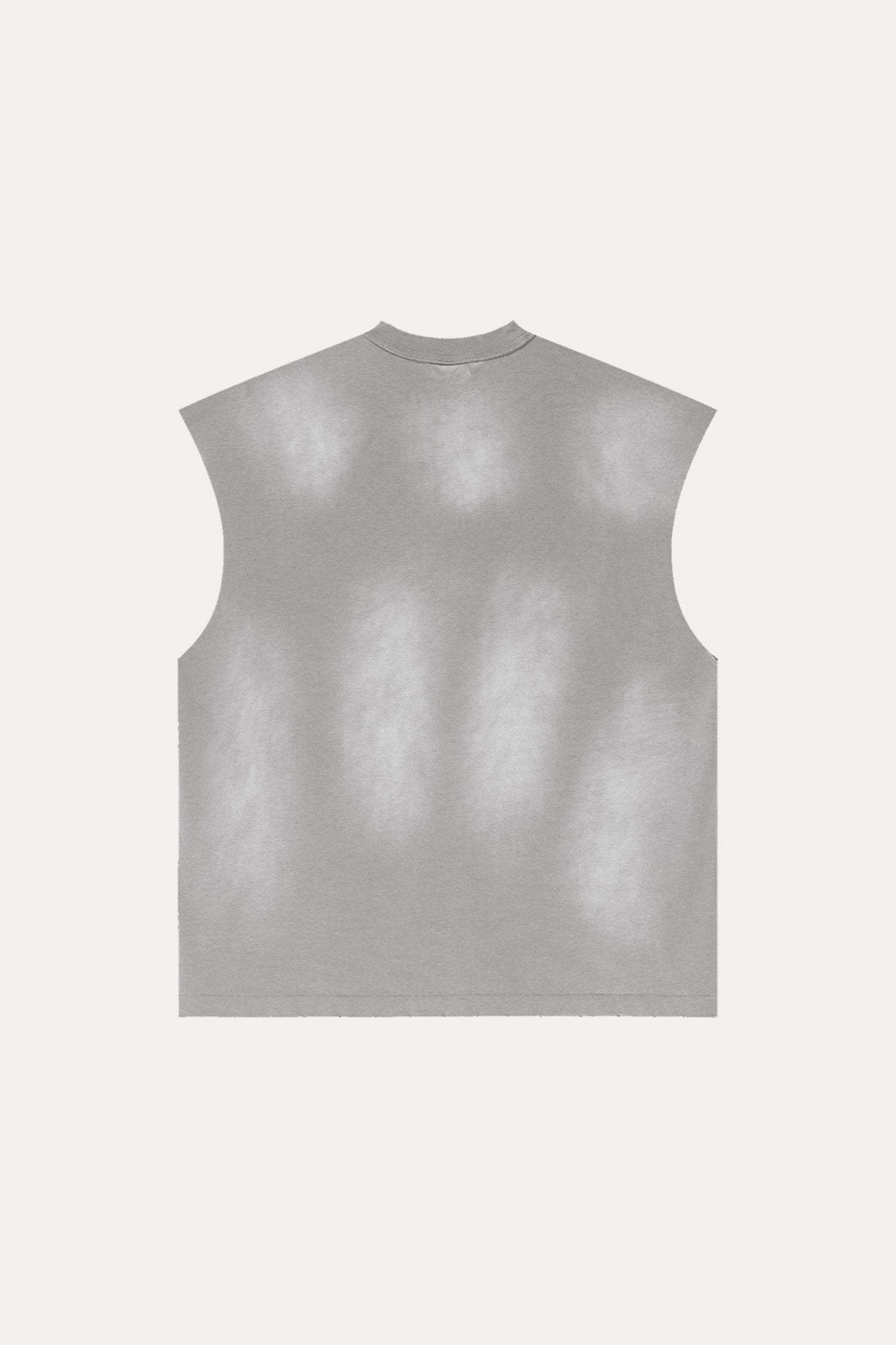 Evilnova Vintage Medium Gray Washed Distressed Tank Top & Sweatshorts Set-Evilnova