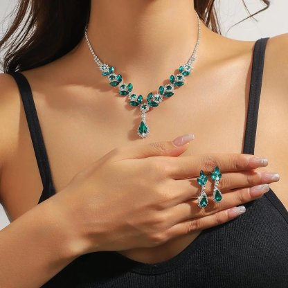 💎New diamond teardrop necklace and earrings set