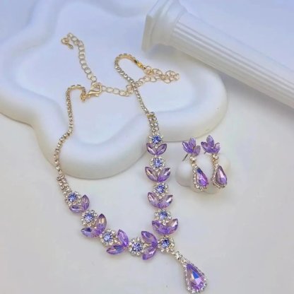 💎New diamond teardrop necklace and earrings set