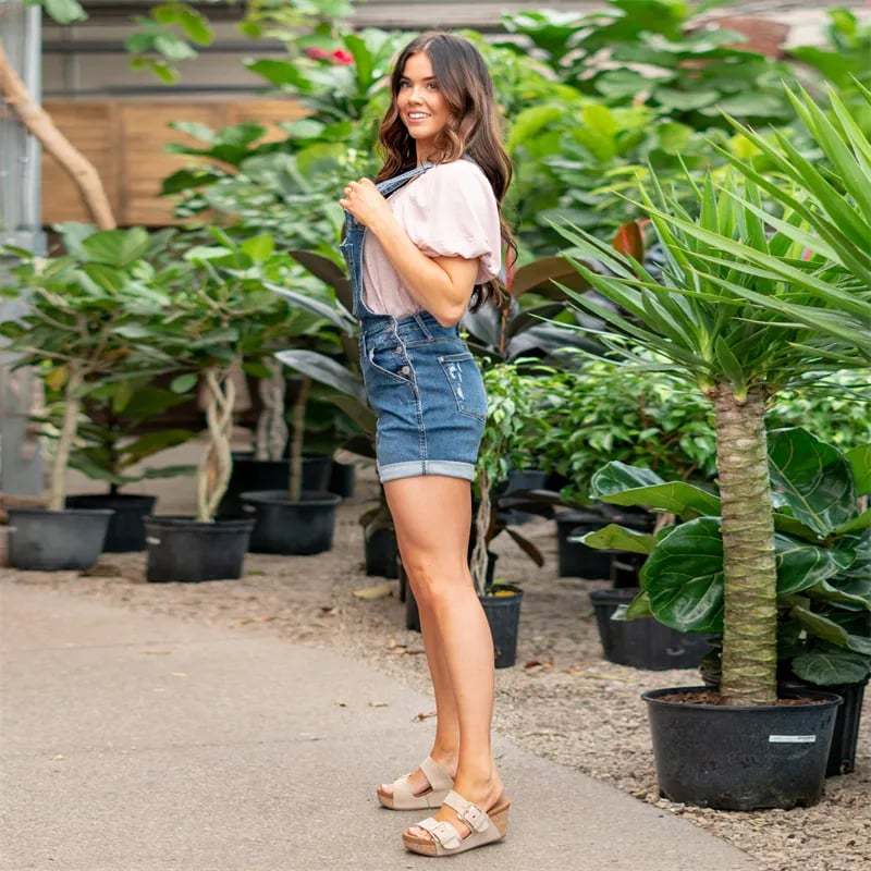 Denim Overall High Rise Shorts