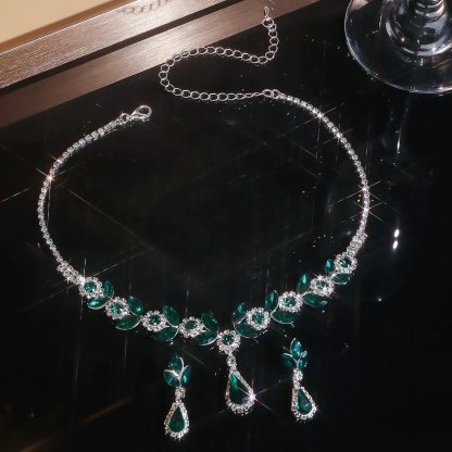 💎New diamond teardrop necklace and earrings set