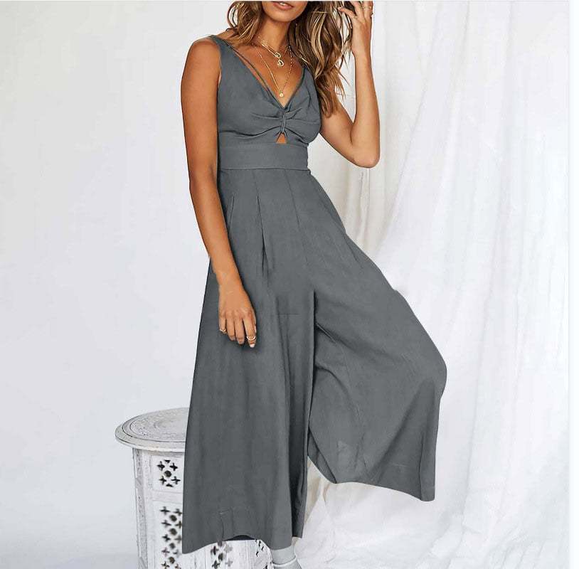 V Neck Cutout High-Waist Jumpsuits(Buy 2 free shipping)