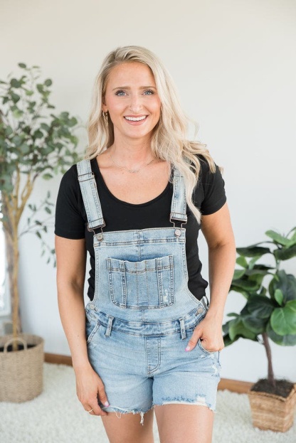 Denim Overall High Rise Shorts