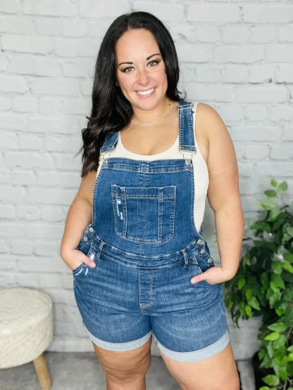 Denim Overall High Rise Shorts