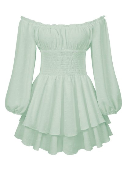 Solid Off Shoulder Romper Dress