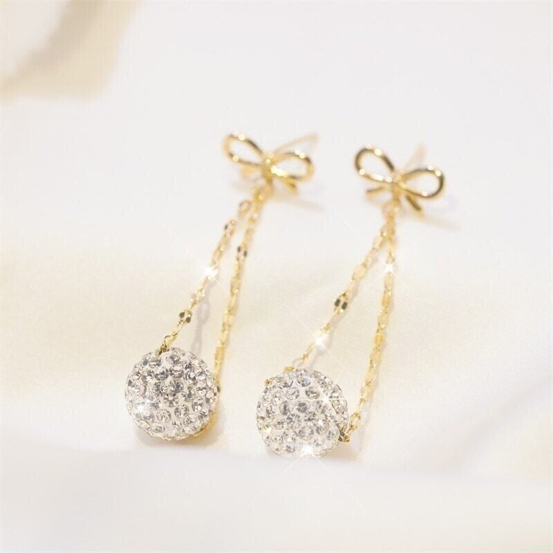 Bow Diamond Ball Earrings