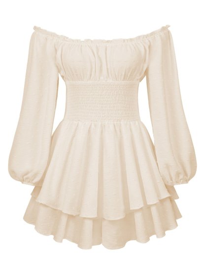 Solid Off Shoulder Romper Dress