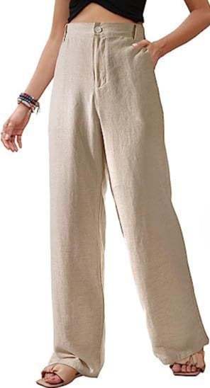 Linen trousers high-waisted trousers wide-leg cotton linen trousers——Buy 2 pieces free shipping