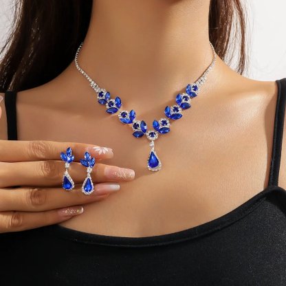 💎New diamond teardrop necklace and earrings set