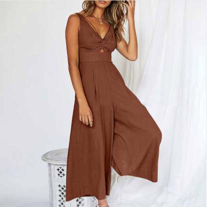 V Neck Cutout High-Waist Jumpsuits(Buy 2 free shipping)