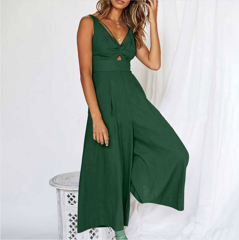 V Neck Cutout High-Waist Jumpsuits(Buy 2 free shipping)