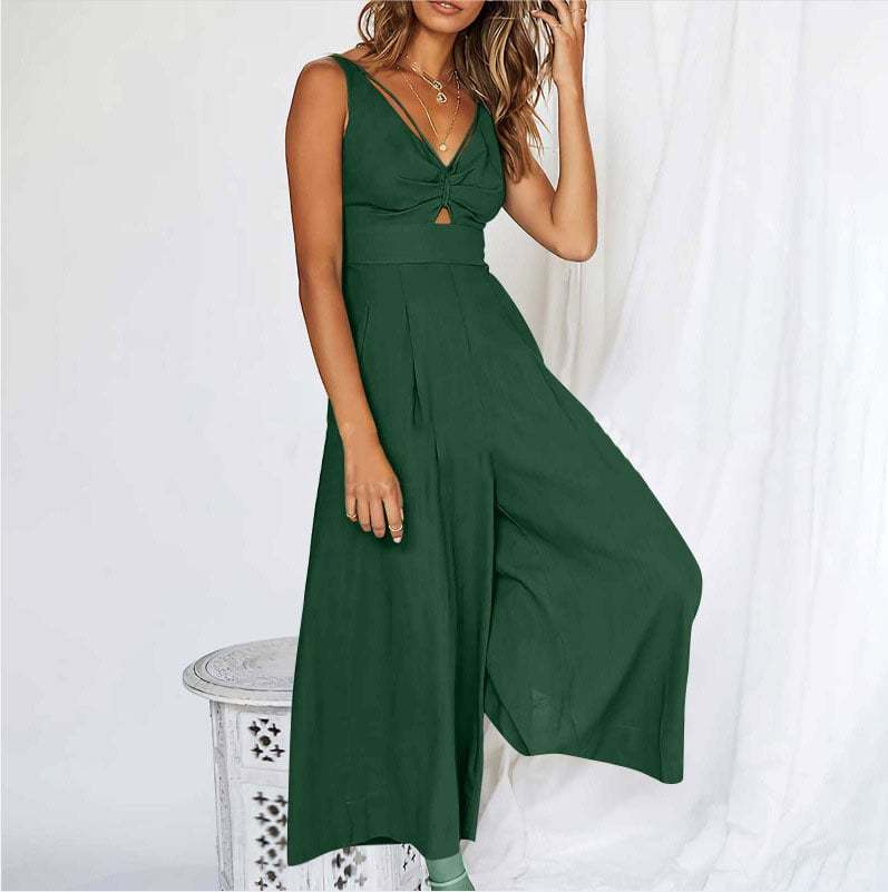V Neck Cutout High-Waist Jumpsuits(Buy 2 free shipping)