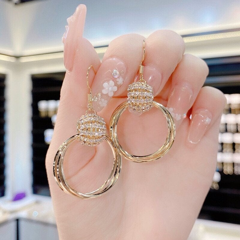 Rhinestone Layered Hoop Earrings