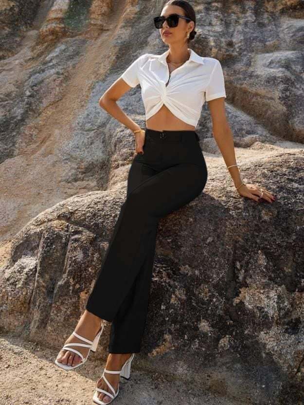 Linen trousers high-waisted trousers wide-leg cotton linen trousers——Buy 2 pieces free shipping