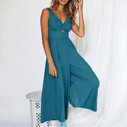 V Neck Cutout High-Waist Jumpsuits(Buy 2 free shipping)