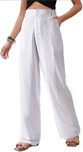 Linen trousers high-waisted trousers wide-leg cotton linen trousers——Buy 2 pieces free shipping