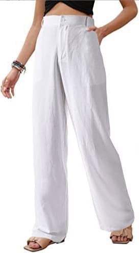 Linen trousers high-waisted trousers wide-leg cotton linen trousers——Buy 2 pieces free shipping