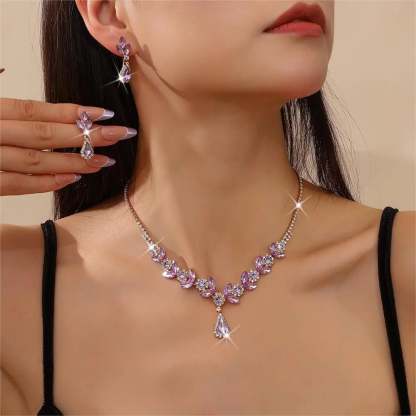 💎New diamond teardrop necklace and earrings set