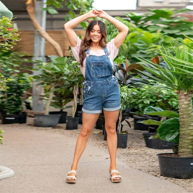 Denim Overall High Rise Shorts
