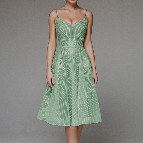 🔥Hot Sale🔥 Fashion V Neck Sling A-Line Dress