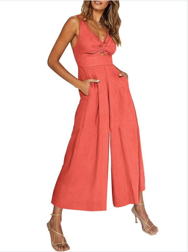 V Neck Cutout High-Waist Jumpsuits(Buy 2 free shipping)