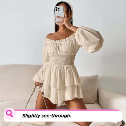 Solid Off Shoulder Romper Dress