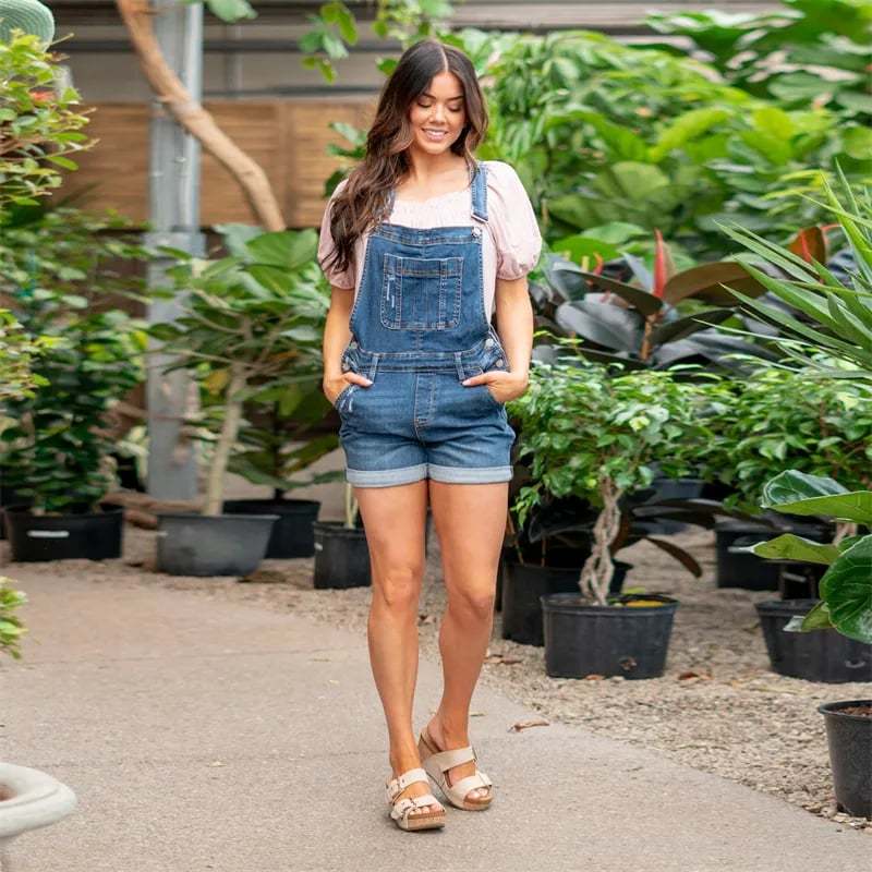 Denim Overall High Rise Shorts