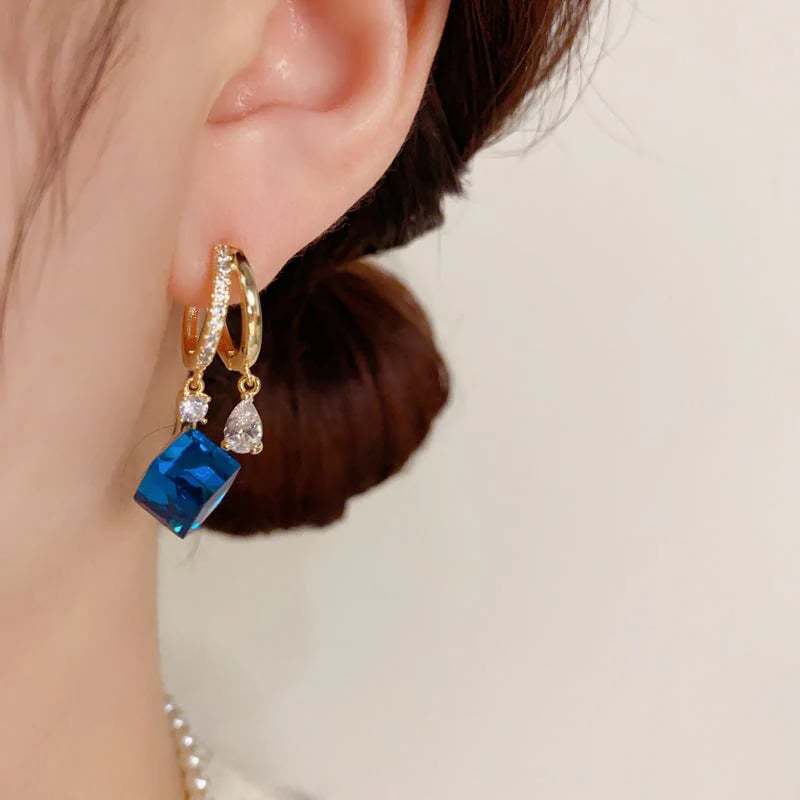 “Aurora Kiss”--Blue Crystal Earrings