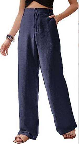 Linen trousers high-waisted trousers wide-leg cotton linen trousers——Buy 2 pieces free shipping