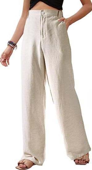 Linen trousers high-waisted trousers wide-leg cotton linen trousers——Buy 2 pieces free shipping