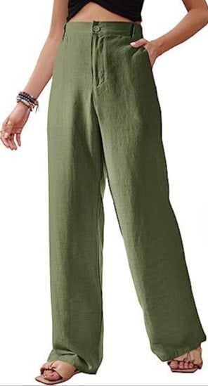 Linen trousers high-waisted trousers wide-leg cotton linen trousers——Buy 2 pieces free shipping