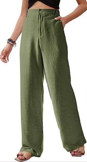 Linen trousers high-waisted trousers wide-leg cotton linen trousers——Buy 2 pieces free shipping