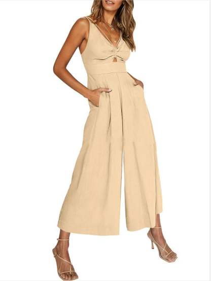 V Neck Cutout High-Waist Jumpsuits(Buy 2 free shipping)