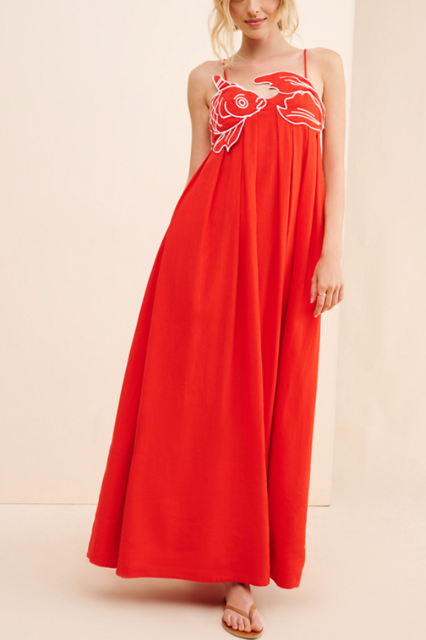 Fishtail Linen-blend Maxi Dress