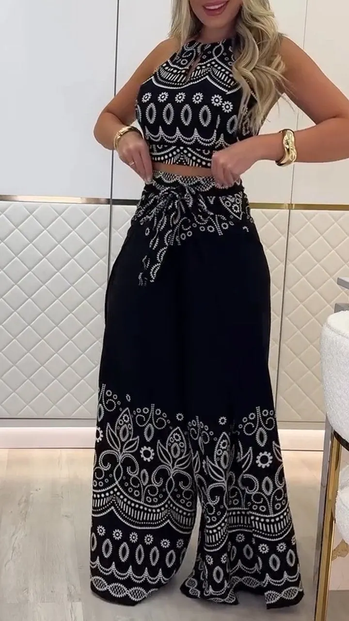 Women's Printed Holiday Casual Set