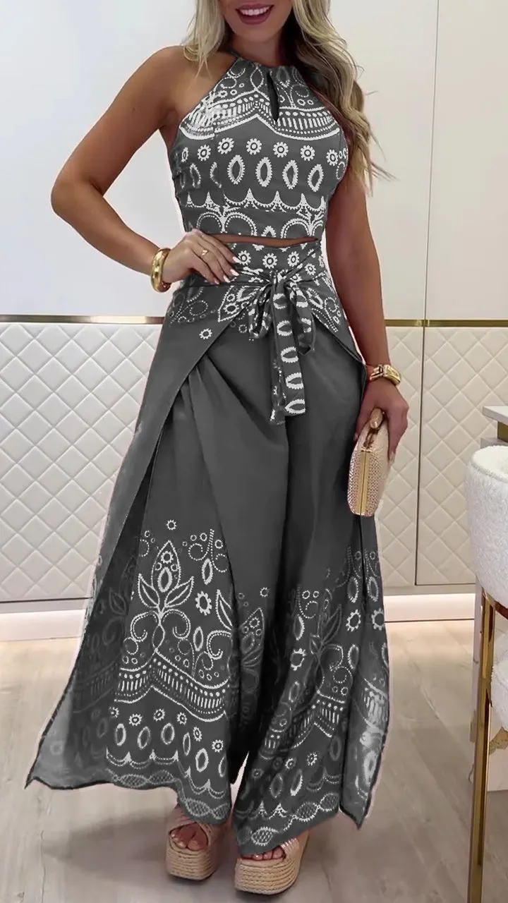 Women's Printed Holiday Casual Set
