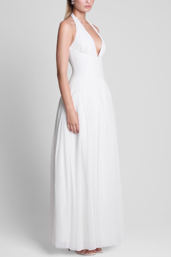 Shawl-style Fitted Long Dress