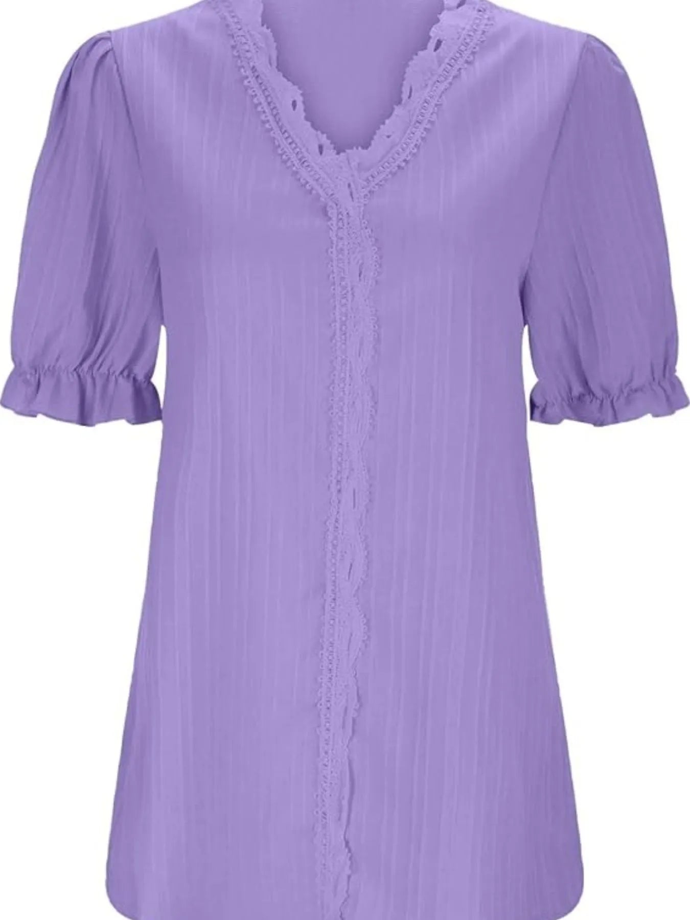 Full Size Lace Detail V-Neck Blouse Plus Size