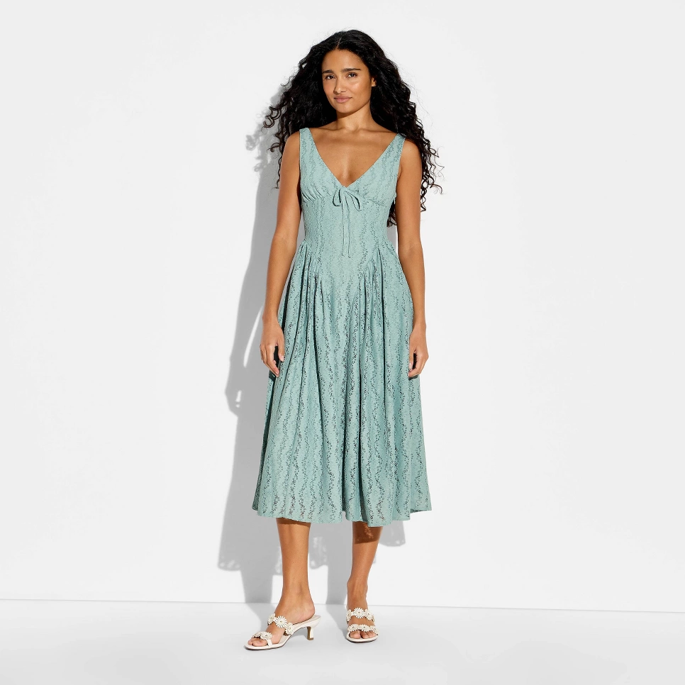 Vintage Cream Lace Midi Dress