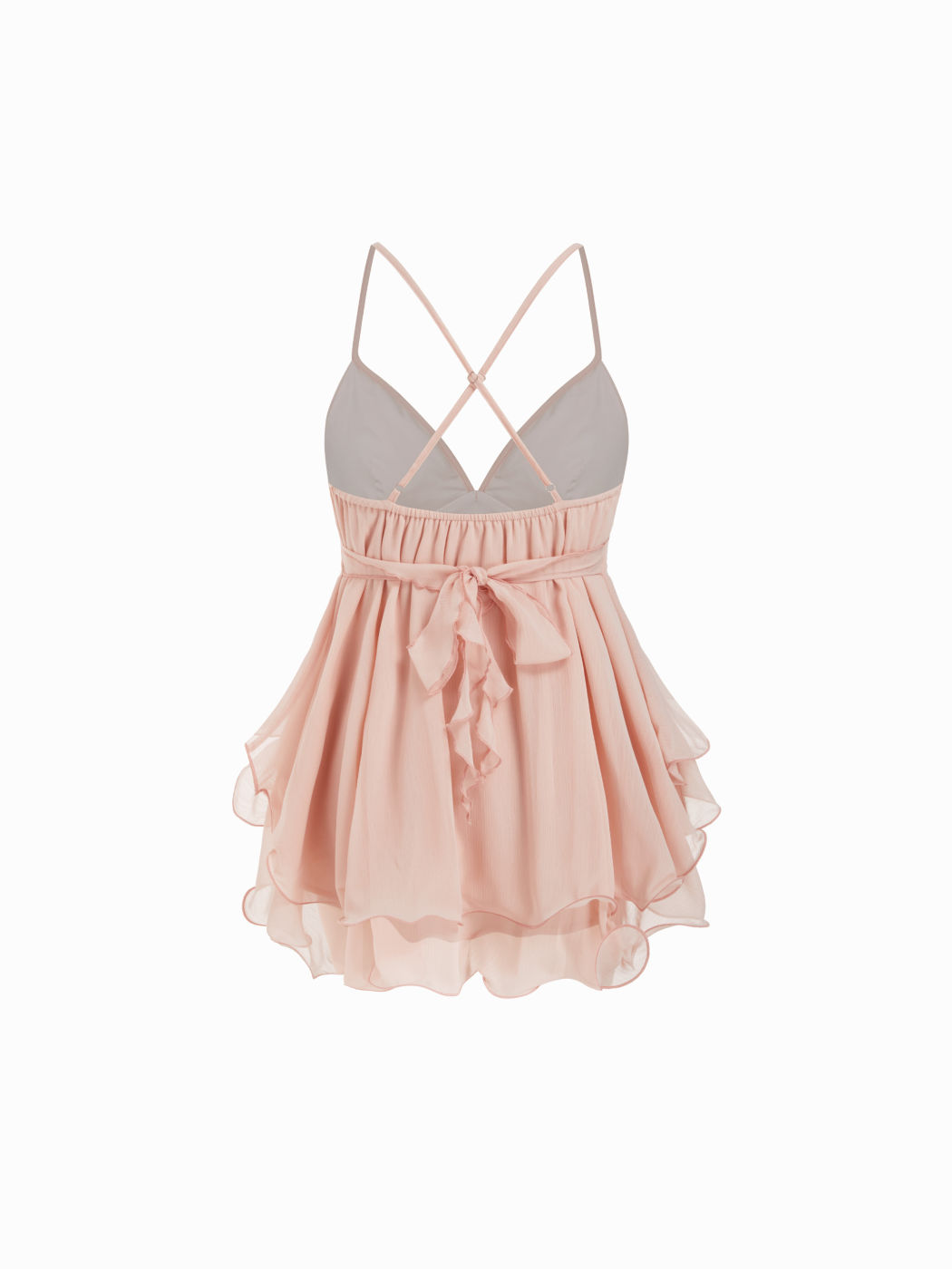 Chiffon V-neck Ruffled Hem Top