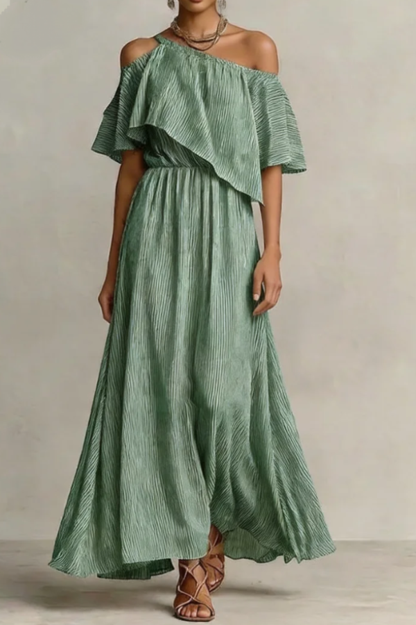 Coastal Breeze One-Shoulder Maxi Dress